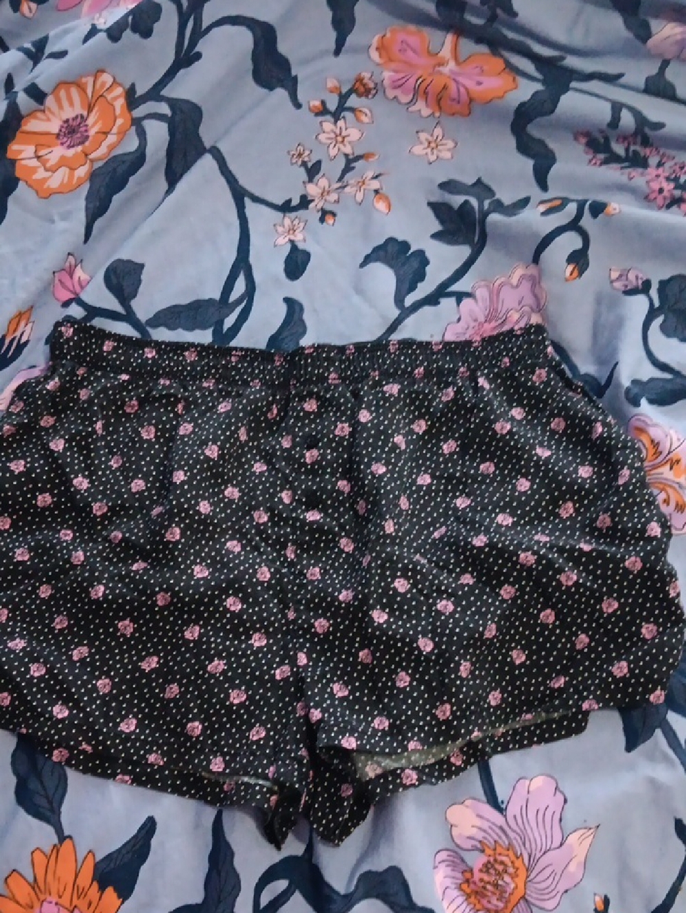PINK Victoria's Secret Black Floral Rose Print PJ Shirts, Boxer Shorts⁸